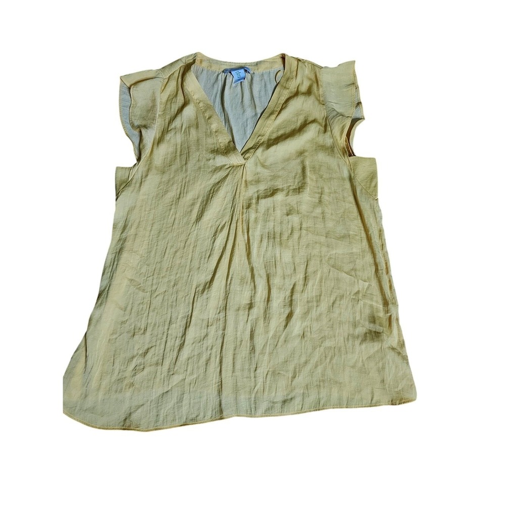 Cupcakes and Cashmere Yellow V-Neck Top Vacation Boho Cottagecore Feminine M